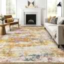 LOONGRUG 8X10 Area Rugs Living Room: Washable Large Abstract Soft Stain Resistant Indoor Floor Rugs Non Slip Accent Carpet for Bedroom Nursery Playroom Office Dining Room Dorm & Home- Gold Colorful