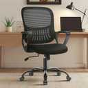 OLIXIS Home Office Chair, Mid Back Computer Ergonomic Mesh Desk with Large Seat, Executive Height Adjustable Swivel Task with Lumbar Support and Armrest, for Adults, Black, 18.5"D x 20.08"W x 41.5"H