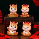 2 x 4 Pcs Chinese New Year Horse Figurines 2026 Resin Golden Mini Year of The Horse Figurine for Car Dashboard Office Tabletop Decor Lunar New Year Zodiac Collection Gift