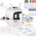 Drawing Robot for Kids with 192 Cards, Smart Robot drawing machine toys for 3+ year old boys and girls, Interactive Painting Learning and educational Toy Perfect for Birthday Chirstmas Party, White