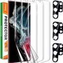 IMBZBK for Samsung Galaxy S22 Ultra 5G Screen Protector [Not Glass], 3 Flexible TPU Film with 3 Tempered Glass Camera Lens Protector, Fingerprint Suitable, Case Friendly [3+3 Pack]