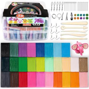 CiaraQ Polymer Clay Starter kit, Oven Bake Modeling Clay with Sculpting Tools, 28 Colors,1.7 lb (20g / pcs)