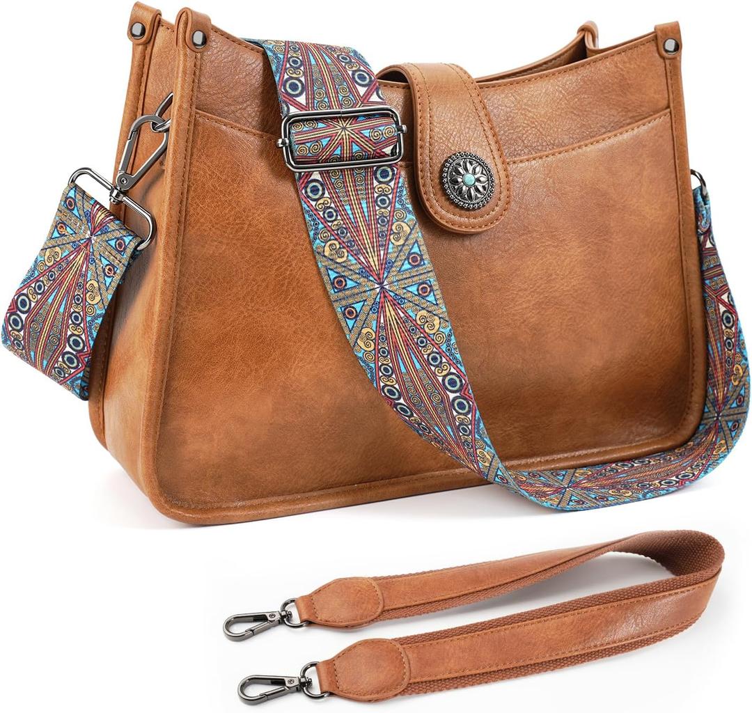APHISON Crossbody Bags For Women Trendy, Vegan Leather Hobo Purse Shoulder Handbag Bucket Bag with 2 Strap