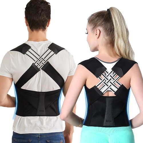 VOKOKOYA Posture Corrector for Women and Men,Adjustable Shoulder Straightener,Back Support Brace,Upper Spine scoliosis, hunchback, Medium