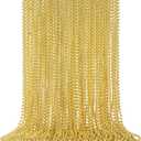 2 x 48 Pack 33 Inch Gold Mardi Gras Plastic Beads Necklaces - Party Favors for Parade Throws, Festival Decorations, Wedding, Birthday Celebrations & Costume Dress Up