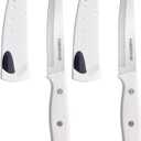 Farberware Edgekeeper Triple Riveted Fine-Edge Utility Knife with Self-Sharpening Blade Cover, High Carbon-Stainless Steel Kitchen Knife with Ergonomic Handle, Razor-Sharp Knife, 4.5 Inch, White