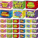 24 Pcs Inspirational Privacy Folders Bulk for Students Cardboard Privacy Boards Desk Divider Panel Waterproof Testing Divider for Classroom Back to School Study Supplies (Hero)