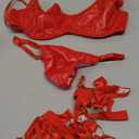 Women Sexy Leather Lingerie Set, High-Elastic Shorts, Glossy, Shiny Shaping Latex Bra Adjustable M