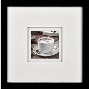 Yaetm 10x10 Square Picture Frame Matted to 4x4, Double Floating Ivory Mats, Black Photo Frame with Polished Tempered Glass for Wall Gallery, Home and Office, Wall Mounting, Single, Black