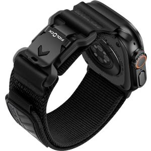 Bandletic Compatible with Apple Watch Ultra Band Men, Wide Soft Elastic Straps with Magnetic Fidlock V-Buckle for iWatch 49mm(Ultra 3/2/1),46mm(11/10),45mm(9/8/7),44mm(SE3/SE2/SE/6/5/4),42mm(3/2/1) (Black)