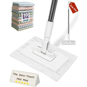Convenient Any Cloth Changing Mini Lazy Snap Grip Mop Wet and Dry Click on Automatic Gripping Zero Touch for Home Use Portable Quick Small Cleaning Clip Set Hands Free Dust Kitchen Floor