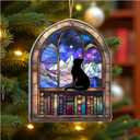 3 x Hyturtle Book Lovers Suncatcher Ornament 2025  Black Cat Window Hanging, Book Themed Christmas Tree Decoration, Librarian Gift, Book Club Ornament, Unique Bookish Keepsake for Readers, 5"