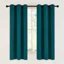 NICETOWN Teal Blackout Cafe Faux Silk Curtains for Small Windows, 42" Wide by 63" Long, 2 Panels, Grommet Thermal Insulated Blackout Satin Drapes for Bedroom