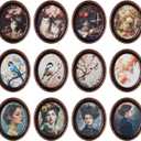 Weysat 12 Pcs Miniature Dollhouse Accessories 1/12 Scale Vintage Dollhouse Picture Frames Set with Printed Paintings Antique Art Wall Picture for Small House DIY Craft Art Projects Gift