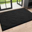 OLANLY Indoor Door Mat, 32x20, Dirt Resistant and Absorbent, Sturdy Non-Slip Rubber Backing, Easy to Clean, Washable Low-Profile Doormat for Entryway, Ink Black