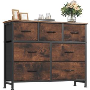 Fabric Dresser for Bedroom with 7 Drawers, Chest of Drawers, 11.8"D x 39.3"W x 31.6"H