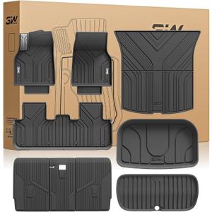 3W Tesla New Model Y Juniper 2025 2026 Floor Mats & Cargo Liners, Trunk Mats, Seat Back Cover Protector, All Weather Customer Fit Upgrade Vigormold TPE, Model Y Juniper Accessories(Not for Standard)
