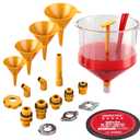 Ultimate No Spill Coolant Funnel Kit - 19-Piece Spill-Free Radiator Funnel Set, Spill Proof Radiator Bleeder Kit, Coolant Filling, Radiator Filler, Extra Funnels and Adapters for Universal Vehicle