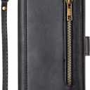 QLTYPRI Case for Samsung Galaxy A51(4G), Wallet Case with Premium PU Leather Zipper Purse Credit Card Holder Slot Kickstand Wrist Strap Dual Layer Protective Case for Galaxy A51(4G) - Black