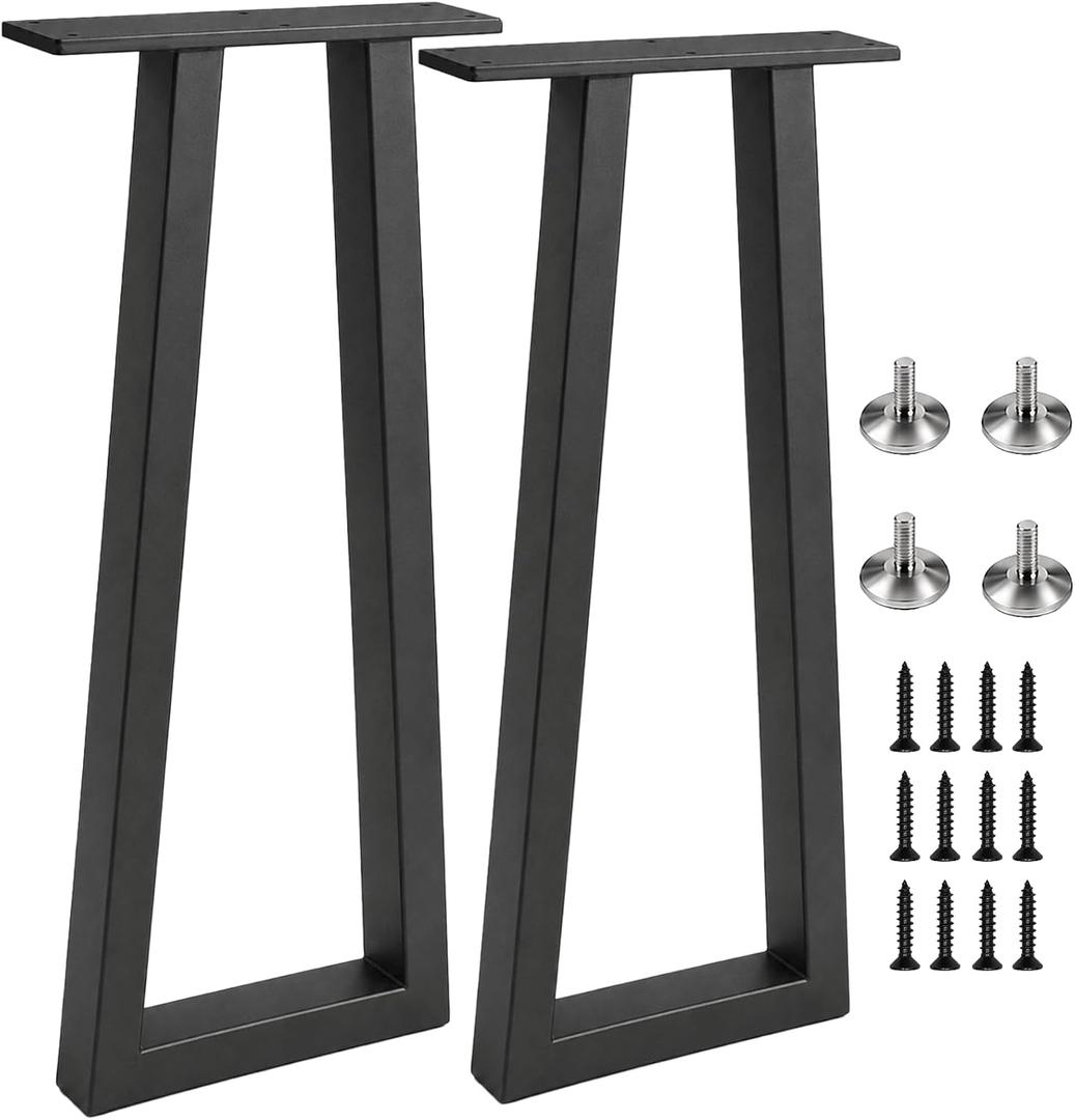 36Inch Metal Bar Table Legs, Heavy Duty Black Desk Legs, Set of 2