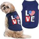 Parisian Pet Dog T-Shirt - Embroidered Love Pet Shirt - 100% Cotton, Breathable Puppy Tee Shirts - Sleeveless Dog Vest - Machine Washable Clothes for Medium-Sized Dogs