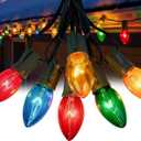 Konictom 25 FT C9 Clear Multicolor Christmas String Light Outddor,Vintage Christmas Lights with 26 Edison Bulbs(1 Spare), C9/ E17 Base,Multicolor Lights for Xmas Tree Party Backyard Wedding Decor