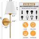 KUAUGST Wall Sconces Sets of 2, Retro Industrial Wall Lamps, Bathroom Vanity Sconces Wall Lighting with White Fabric Shade, Suitable for Bedroom Living Room Corridor Kitchen