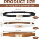 3 Pack Women Skinny Leather Belt,Slim Belt for Women, Adjustable Thin Belts with Adjustable Alloy Turn-Lock Buckle - Ideal for Dresses, Jeans, and Coats, Black,Brown and White (S)