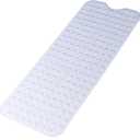 Extra Long Non Slip Bathtub Mat - 40 x 16 Inch Machine Washable Tub Mats with Suction Cups and Drain Holes for Bathroom (Clear)
