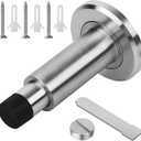 Adjustable Height Door Stopper,304 Stainless Steel Door Stop with Rubber Buffer, Wall Mounted Door Holder, Heavy Duty Doorstops Hardware for Home Office (Silver)