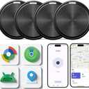 Air Tags-4 Pack Tracker Tag for iOS and Android, Work with Google Find Hub & Apple Find My APP, Long Battery Life, for Keys/Luggage/Suitcase/Backpack/Wallet, Black