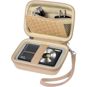 Carrying & Protective Case for Digital Camera, AbergBest 21 Mega Pixels 2.7" LCD Rechargeable HD/Kodak Pixpro/Canon PowerShot ELPH 180/190 / Sony DSCW800 / DSCW830 Cameras for Travel - Beige