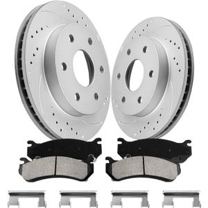 Anpulsero Front Brake Pads and Rotors Kit Compatible with 1999-2006 Chevy Silverado 1500, 2000-2006 Chevy Tahoe, 2000-2006 Suburban 1500 | 305mm(12in) | Anti-Rust Geomet Coated | D785-7653 & 55054