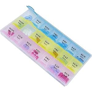 Pills Box 21 Slots 7 Days Weekly Tablet Medicine Box Holder Storage Organizer (3 Rows)