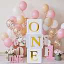 First Birthday Decorations for Girl Boy - 3pcs Stereoscopic Balloon Boxes with ONE Letters for Baby 1st Birthday Party Supplies, Baby Cube Blocks for ABC Photography Props Table Centerpiece