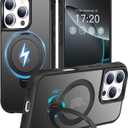 HuwaiH 360 Rotatable Magnetic Ring Stand for iPhone 16 pro max Case, Compatible with MagSafe, Military-Grade Shockproof, Anti-Scratch Matte Translucent Phone Case for iPhone 16 pro max (Black)