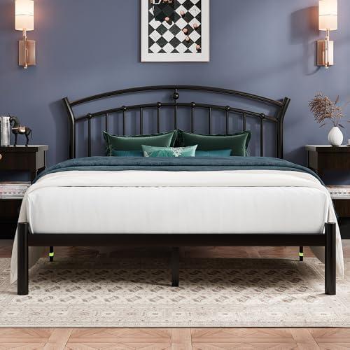 Einhomn Queen Bed Frame, Black Metal Bed Frame with 12" Under-Bed Storage, Heavy Duty Steel Slat Support, No Box Spring Needed, Noise-Free, Easy Assembly