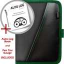 Glove Box Compartment Organizer - Car Document Holder - Owner Manual Case Pouch - Vehicle Storage Wallet for Registration & Insurance Card - Premium Auto Paperwork Holder - Log Book included - Green
