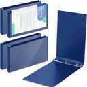 4 Pcs 11 x 17 Inch View Binders with Cover Pocket 1 Inch 3 Rings Heavy Duty View D Ring Binders Economy Holds 11" x 17" Paper for Artwork Blueprints, Office, Home, Work Places (Blue)