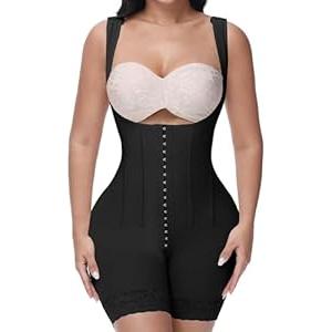 SHAPSHE Fajas Colombianas Moldeadoras Tummy Control Shapewear for Women Tummy Tuck Compression Garment with Steel Bones (Black,XL)