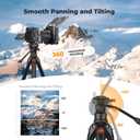 K&F CONCEPT 73 Camera Tripod with Fluid Head, Aluminum Travel Tripod for Video, Smooth Pan/Tilt for DSLR Mirrorless Camcorder, Max Load 6.6lb, for Live Streaming Vlog & Spotting Scope