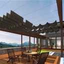 Patio 4'W x 12'L Pergola Shade Cover Retractable Canopy Replacement, Outdoor Pergolas Fabric Covers for Patio, Sun Shades Cloth with Slide-On Wire Cable for Deck Gazebo Backyard, Brown