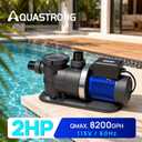 Aquastrong 2HP Above/In Ground Pool Pump High Flow Self Primming Swimming Single Speed Pool Pump, 8200GPH, 115V, Midnight Blue