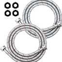 6Ft Stainless Steel Washing Machine Hose by Puxyblue for All Washers - 2 Pack Burst Proof Red and Blue Braided Hoses for Hot and Cold Water Supply 