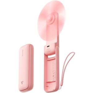 Aecooly Slim Handheld Fan, Mini Thin Portable Fan, Small Rechargeable Pocket [24H Max Cooling Time], Battery Powered Foldable Personal for Travel, Summer, Gifts for Women, Girls -Pink (1 Pack without Mirror)