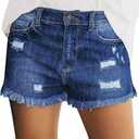 luvamia Women's Casual Mid Rise Denim Shorts Stretch Ripped Raw Hem Jean Shorts, Size: XL