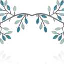 2 Pieces Metal Tree Leaf Wall Decor Vine Olive Branch Leaf Wall Art Wrought Iron Scroll Sculptures Above the Bed, Living Room, Outdoor Decoration (Teal,Classic Style)