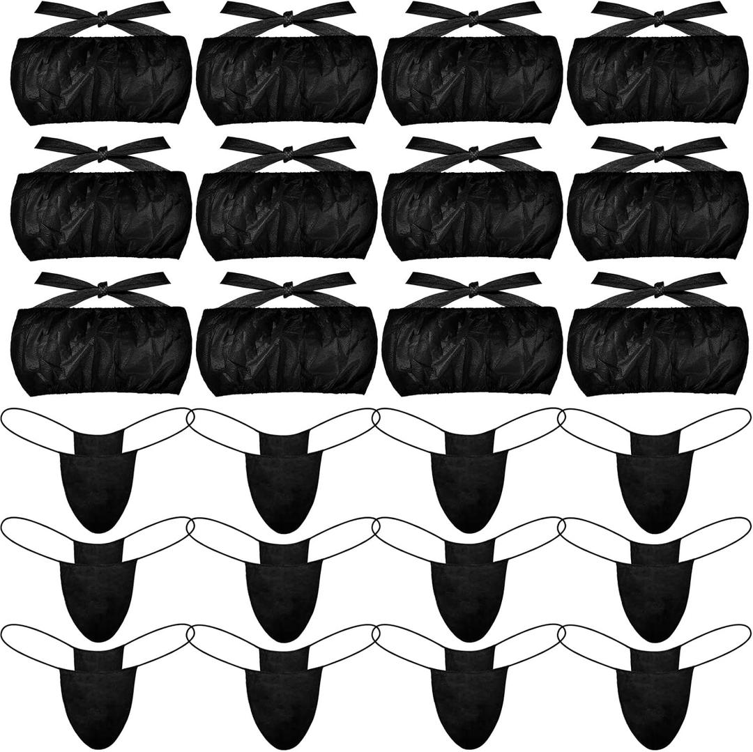 14 Pcs Women Disposable Underwear Set,Bras and Thong Panties for Spa, Strapless Underwear Spray One Size