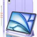 iPad Air 11 Inch Case M3(2025) / M2 (2024), iPad Air 5th/4th Generation Case 2022/2020 10.9 Inch with Pencil Holder,Trifold Stand Smart Case with Soft TPU Back(Light Purple)