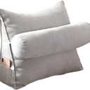 Bed Pillow for Sitting Up, Headboard Cushion Reading Pillows for Sofa Bed Office Chair, Rest Cushion Adjustable Wedge Cushion Pillow, Provides Lumbar Support (Color : Gray, Size : 45x50x22cm)